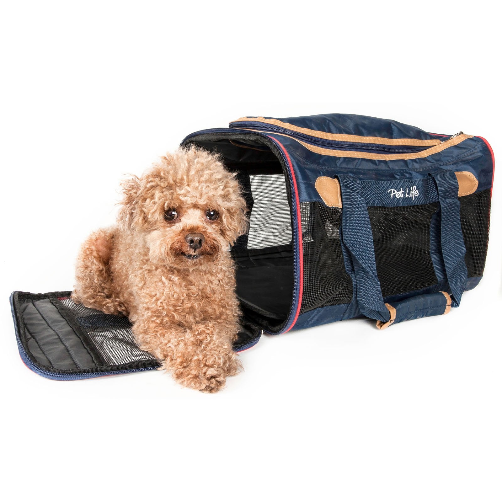 Pet Life Airline Approved Aero-Zoom Lightweight Wire Framed Collapsible Pet Carrier