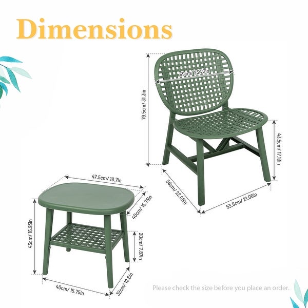 3 Pieces Patio Table Chair Set， Outdoor Conversation Bistro Set - 22.05*23.23*31.3in - Overstock - 37260275