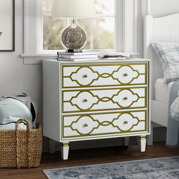 Charissa 3 Drawers Multifunctional Wood Accent Chest with Quatrefoil Pattern by HULALA HOME - - 37134637