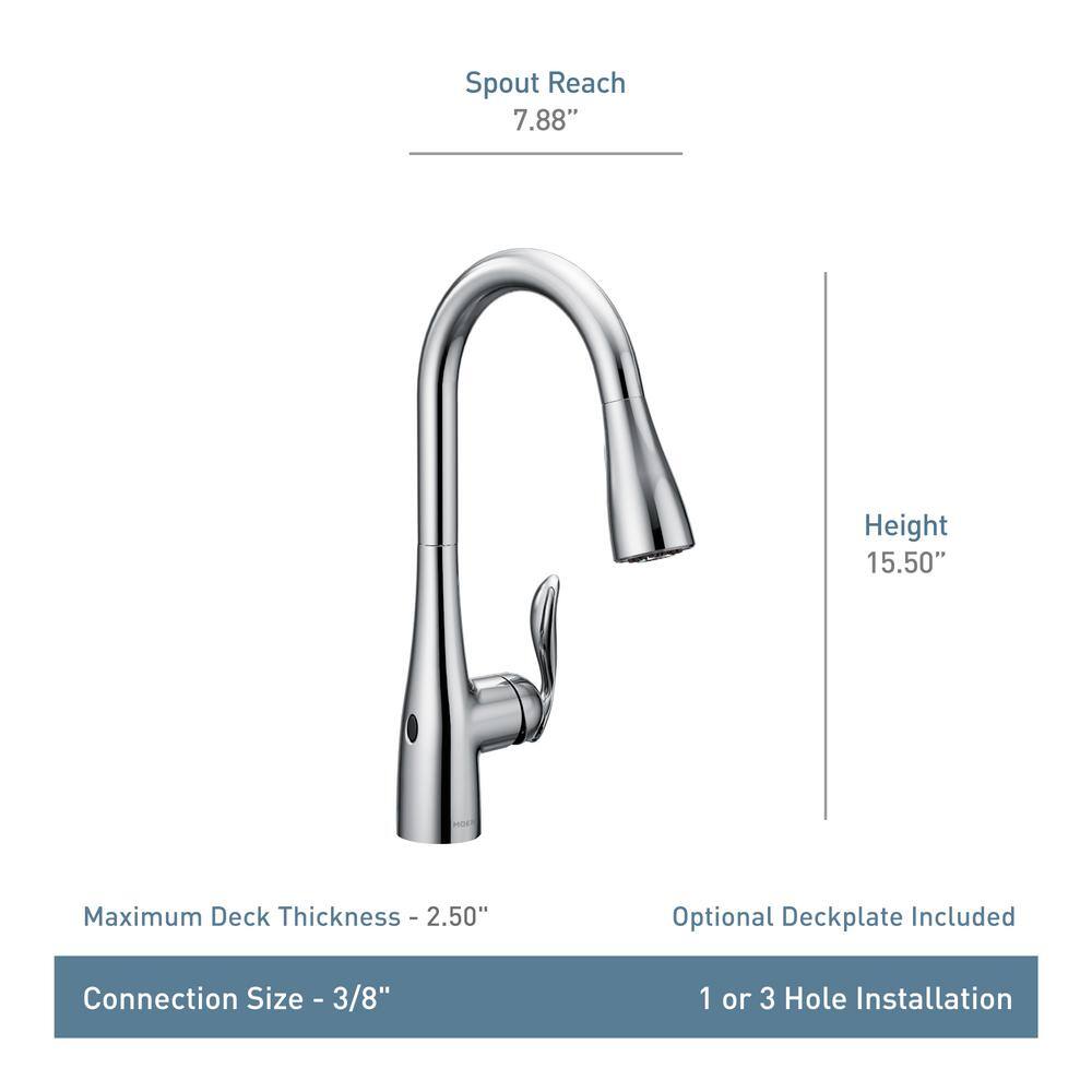 MOEN Arbor Touchless Single-Handle Pull-Down Sprayer Kitchen Faucet with MotionSense Wave in Oil rubbed Bronze 7594EWORB