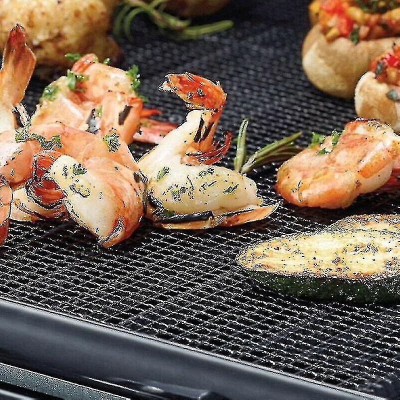 2pcs Bbq Grill Pad Mat Non-stick Mesh Net Barbecue Grilling Baking Mat