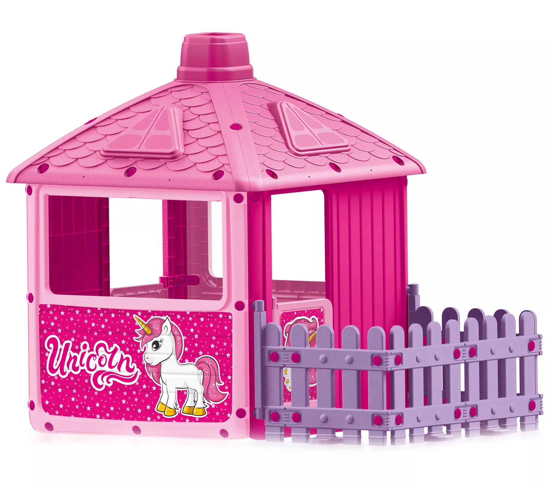 Dolu Toys Unicorn Playhouse With Fenced Garden，Pink