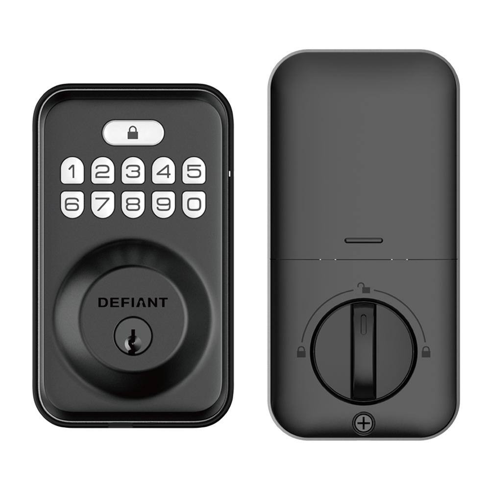 Defiant Single Cylinder Square Electronic Keypad Deadbolt Matte Black DK01-MB