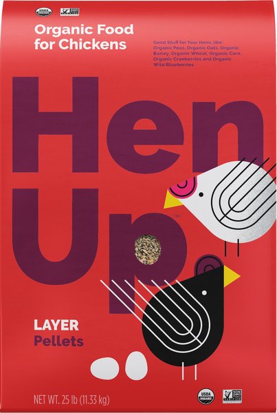 Hen Up Layer Pellets Organic Chicken Food， 25-lb bag