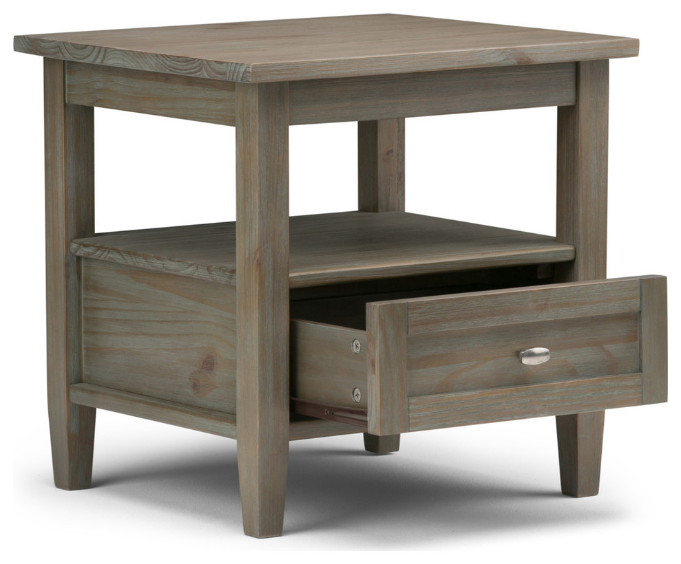 Warm Shaker Solid Wood 20 quotRustic End Side Table   Transitional   Side Tables And End Tables   by Simpli Home Ltd.  Houzz