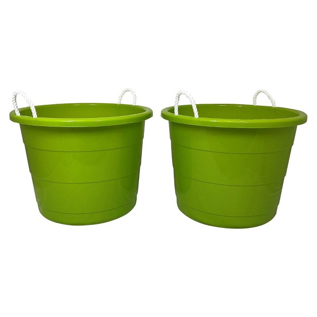 Homz 17 gallon Indoor Outdoor Storage Bucket W rope Handles For Sports Equipment Party Cooler Gardening Toys And Laundry Bold Lime Green 4 Pack