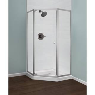 Delta Foundations 38 in. W x 74 in. H Neo-Angle Pivot Framed Corner Shower Enclosure in Chrome B99912-3838-PC