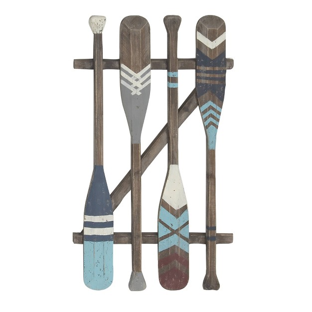 Coastal Wood Paddle Wall Decor With Arrow And Stripe Patterns Olivia amp May