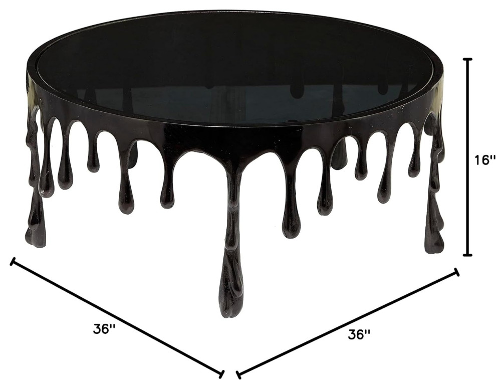 Contemporary Coffee Table  3D Sculpted Dripping Body  ampBlack Glass Top   Contemporary   Coffee Tables   by Decor Love  Houzz