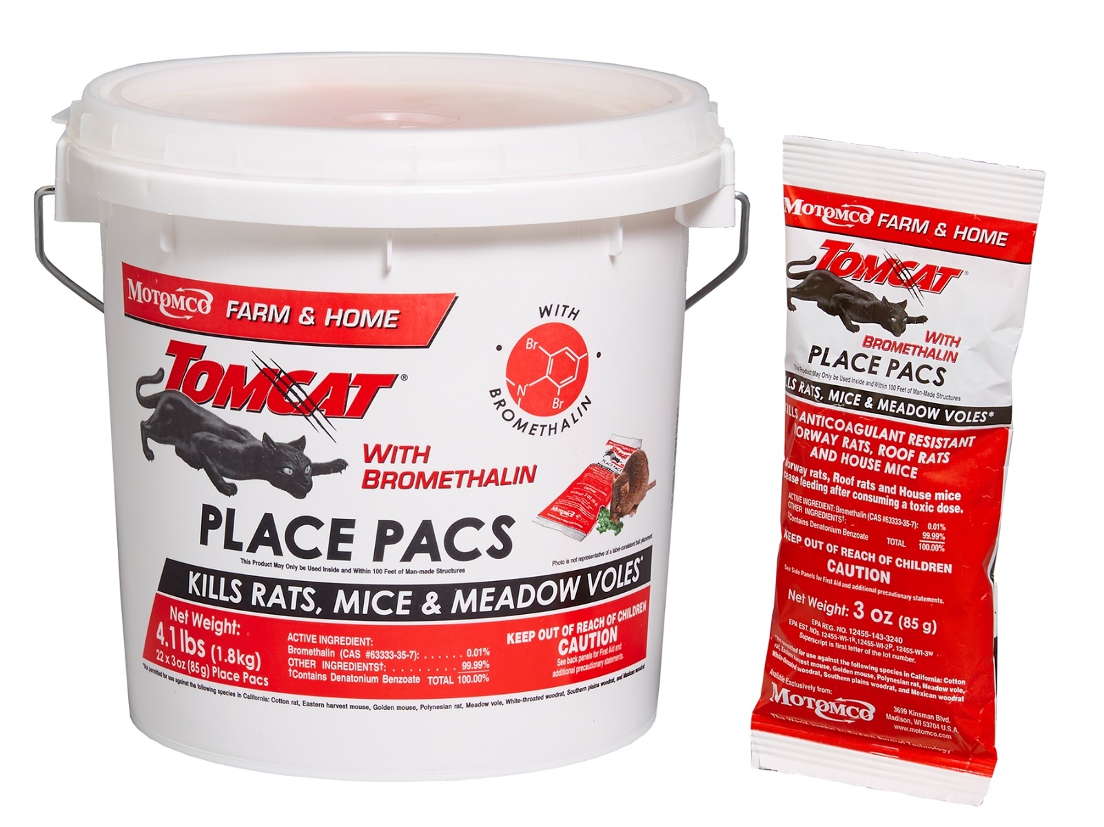 Tomcat Place Pacs Rat and Mouse Bait w/Bromethalin 4.1lb 22022