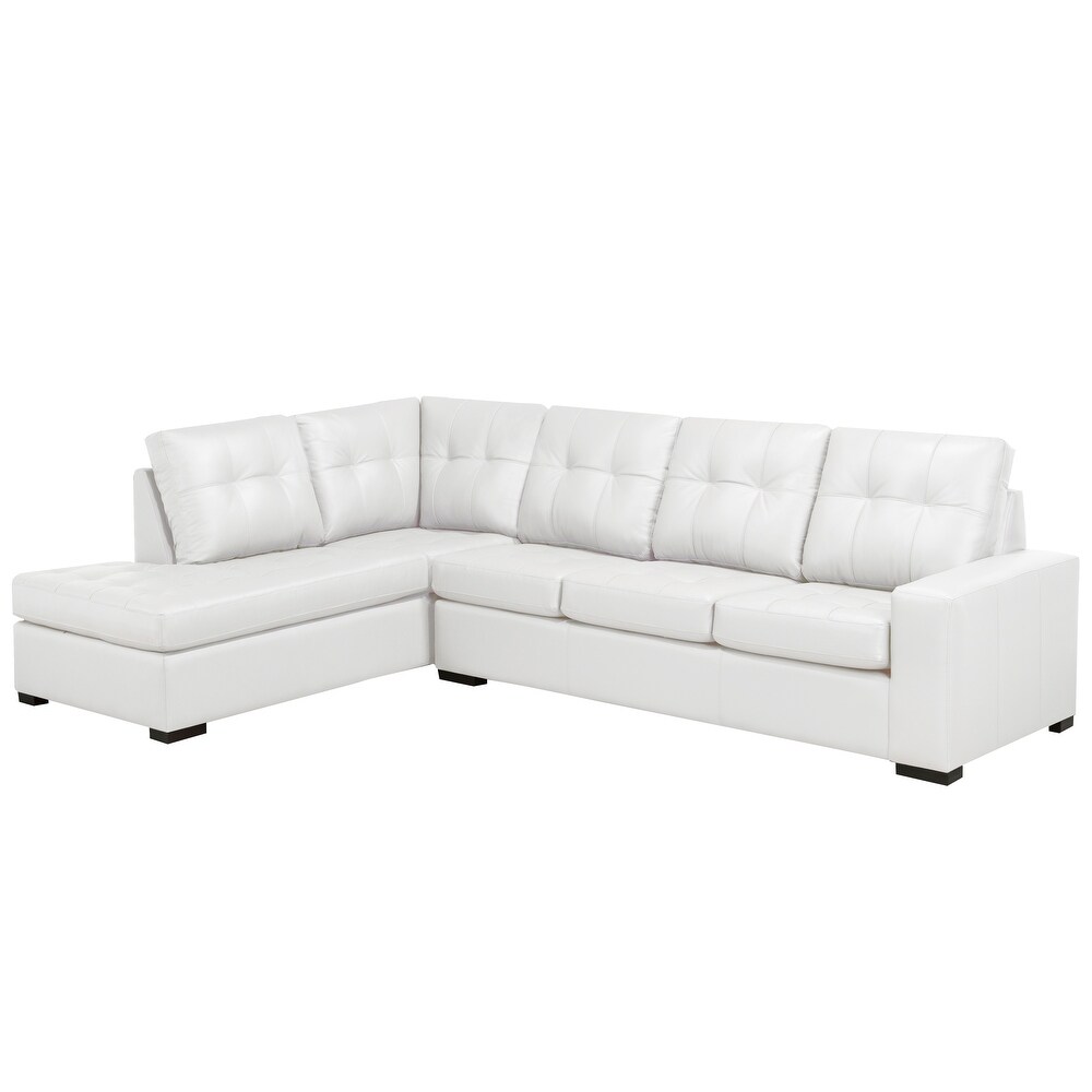 Liam Top Grain Leather Tufted Sectional Chaise Sofa