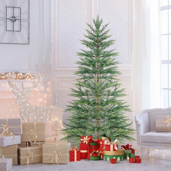 6.5 FT/7.5FT PreLit Christmas Tree Hinged with PE Branch Tips Timer