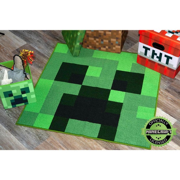 Ukonic Minecraft Creeper Indoor Area Rug Creeper Minecraft Rug 39 inch Square Area Rug