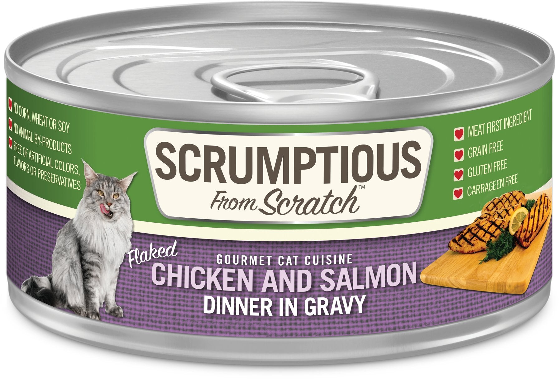 Scrumptious Cat Shredded Chicken  Salmon In Gravy Canned Cat Food