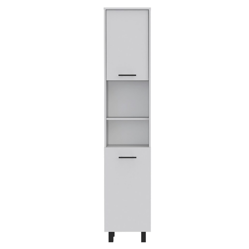 FM Furniture Sheffield 2 Door Pantry Cabinet  with Two 2 Cabinet Spaces and Two Open Shelves