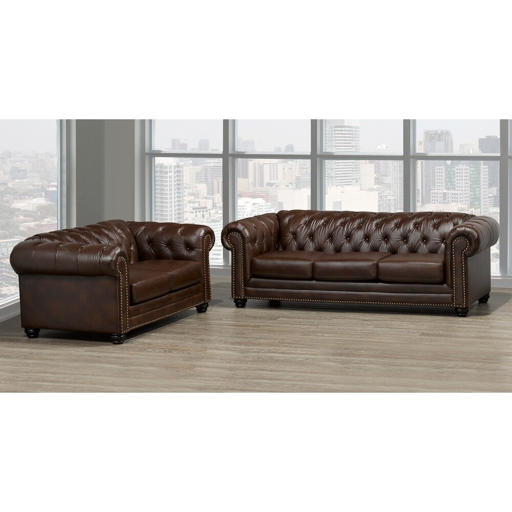 Maryport Top Grain Leather Sofa and Loveseat Set