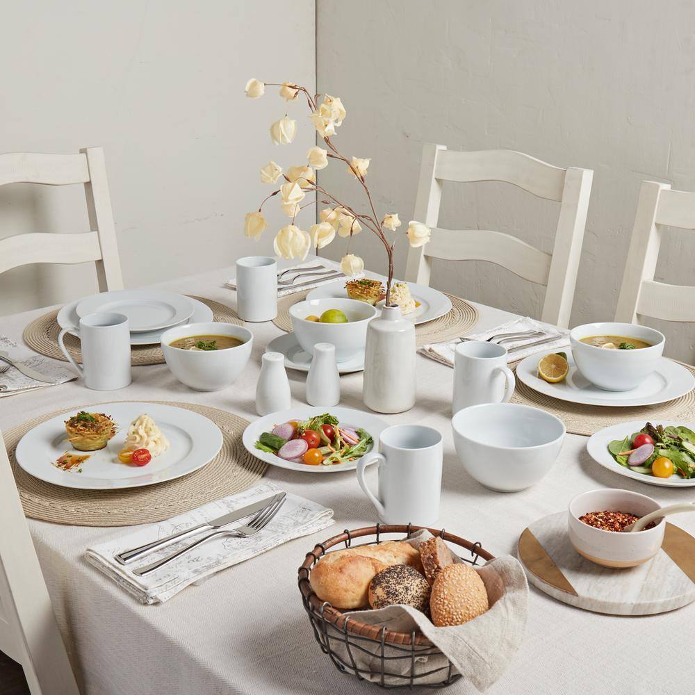 Tabletops Gallery 16-Piece Casual White Ceramic Dinnerware Set (Service for 4) TTU-U3680-EC