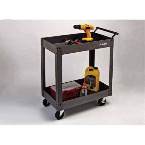 Husky 31 in. W x 16 in. D 2-Tray Metal Utility Tool Cart PMT-102R3