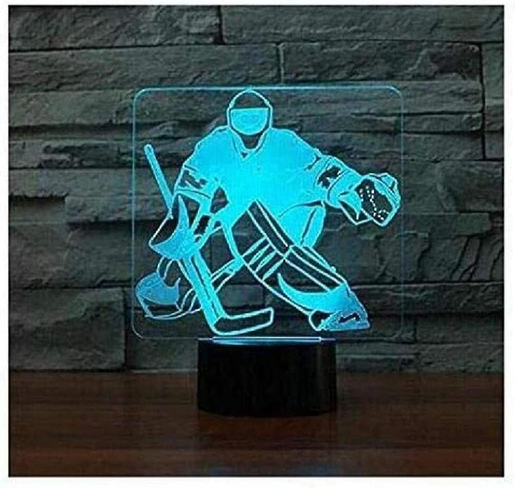 3d Ice Hockey Goalie Night Light Touch Table Desk Optical Illusion Lamps 7 Color Changing Lights Home Xmas Birthday Gift