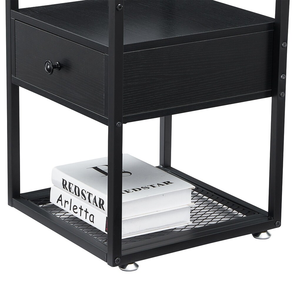 VECELO Modern 1  Drawer Nightstands with Tempered Glass Top