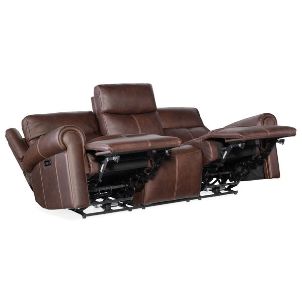 Oberon Dark Wood Zero Gravity Power Sofa with Power Headrest