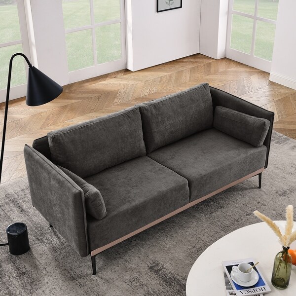 Modern Sofa 3Seat Couch with Stainless Steel Trim