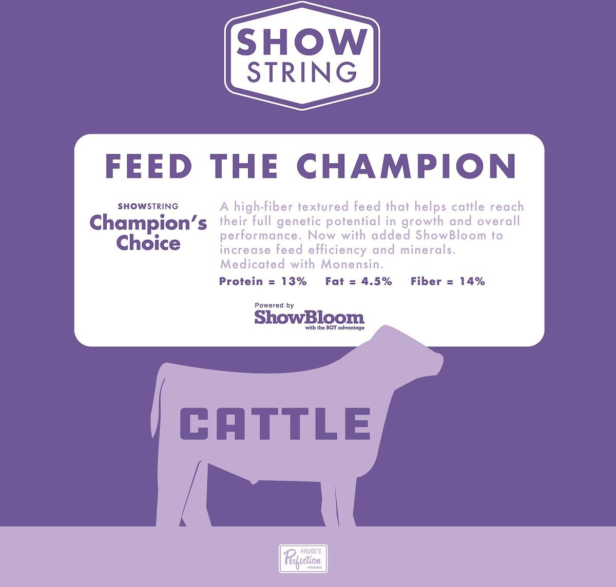 Show String Show Feed Champions Choice Beef Ration Cattle Food， 50-lb bag