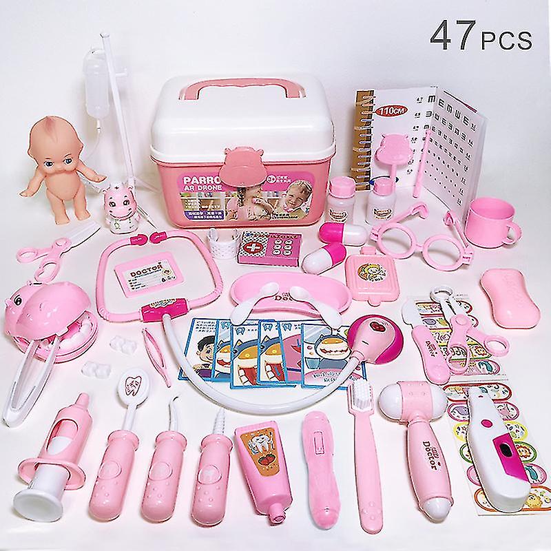 47 Pieces Of 3 Sound And Light + Tooth Filling + Doll Children's Early Education Educational Toys Doctor Set Simulation Toy Medical Box