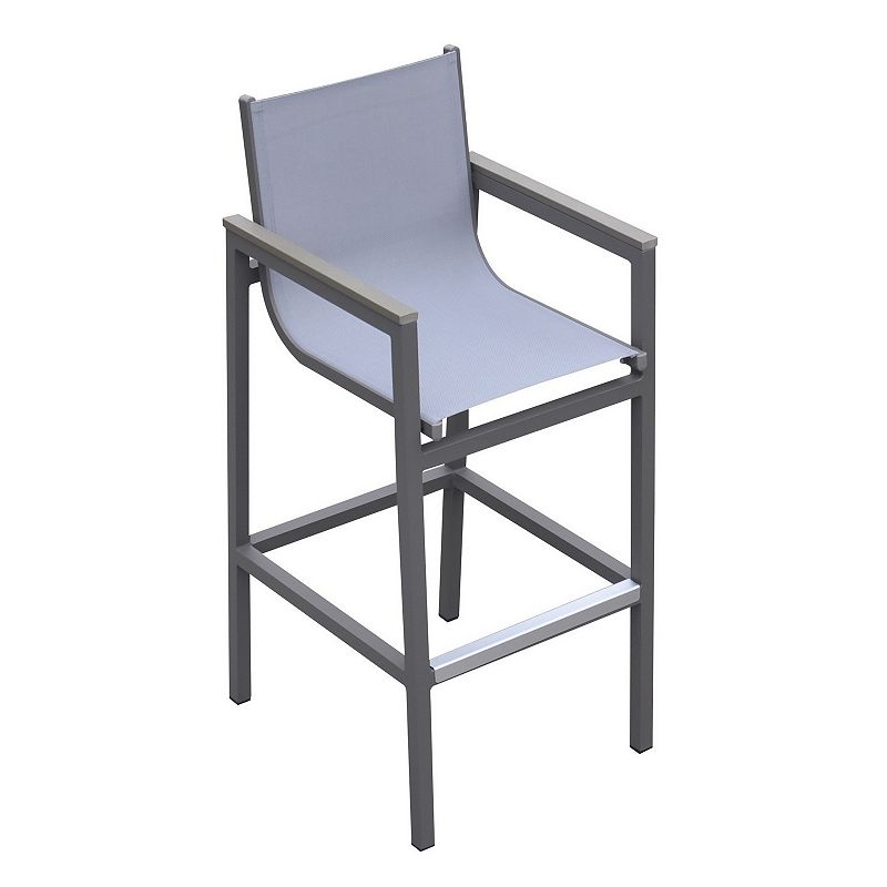 31 Inches Textilene Aluminum Frame Outdoor Barstool， Gray