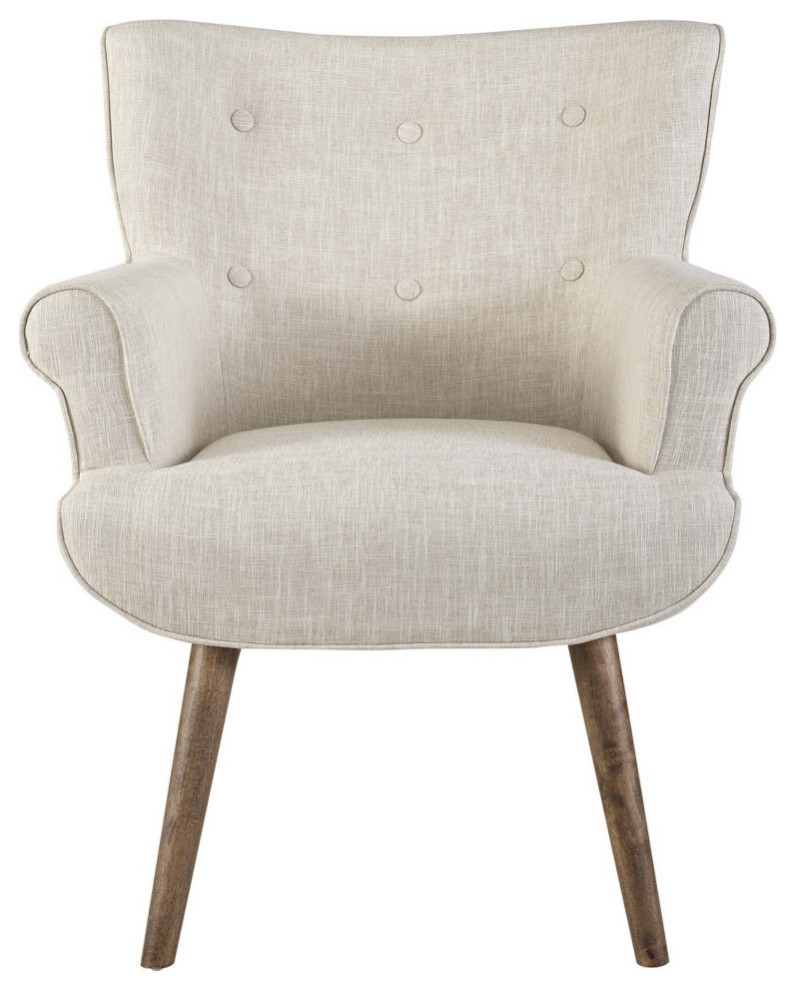 Andrea Beige Upholstered Armchair   Midcentury   Armchairs And Accent Chairs   by Virgil Stanis Design  Houzz