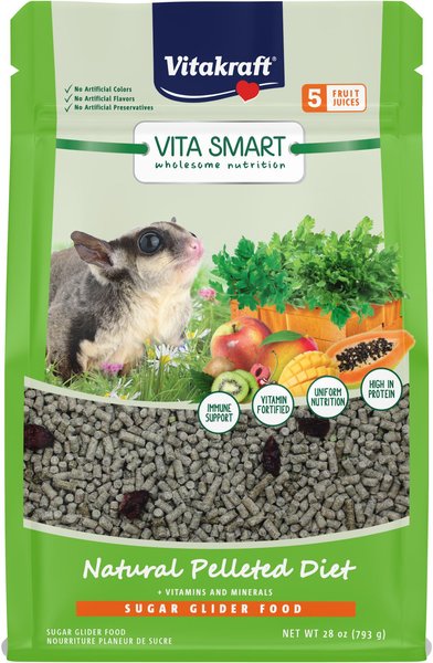 Vitakraft VitaSmart High-Protein Blend Nutrient-Fortified with Essential Vitamins and Minerals Sugar Glider Food， 28-oz bag