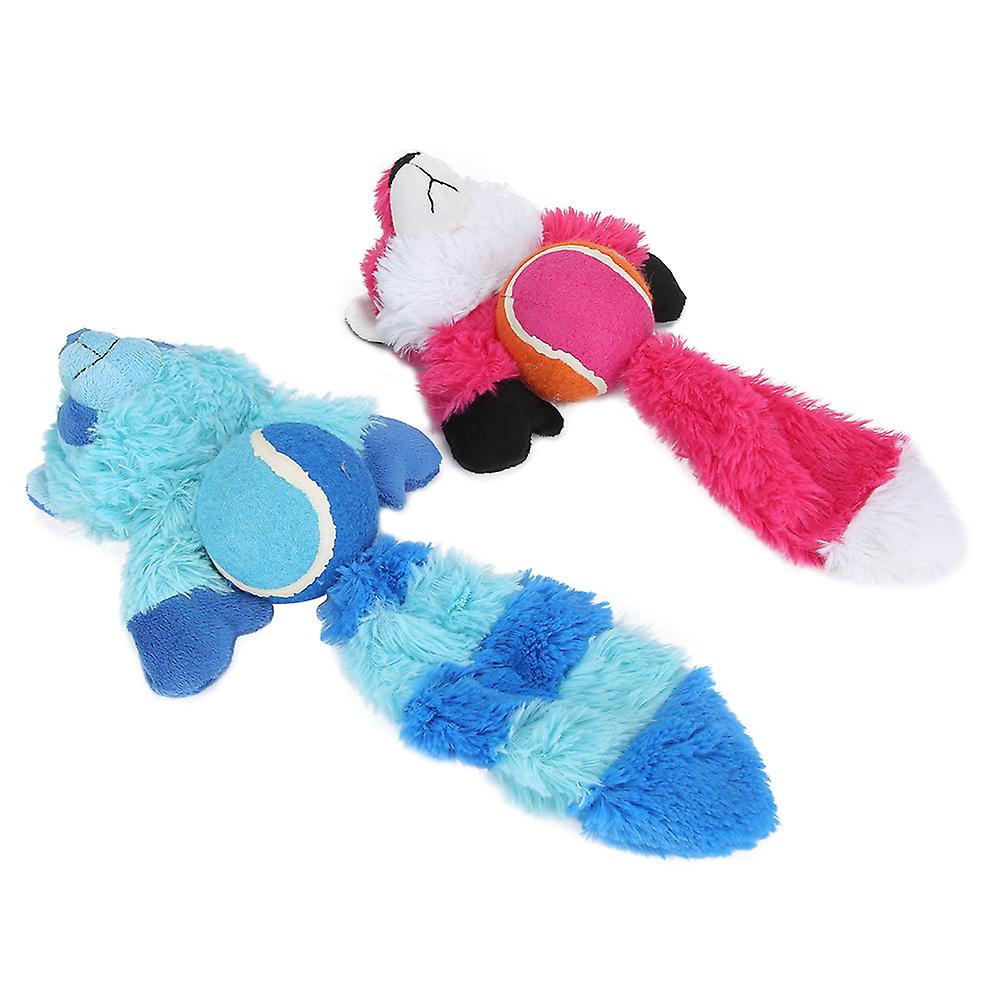 2 Pcs Cute Plush Animals Shaped Pet Dogs Chew Squeaker Puppy Interactive Training Toys