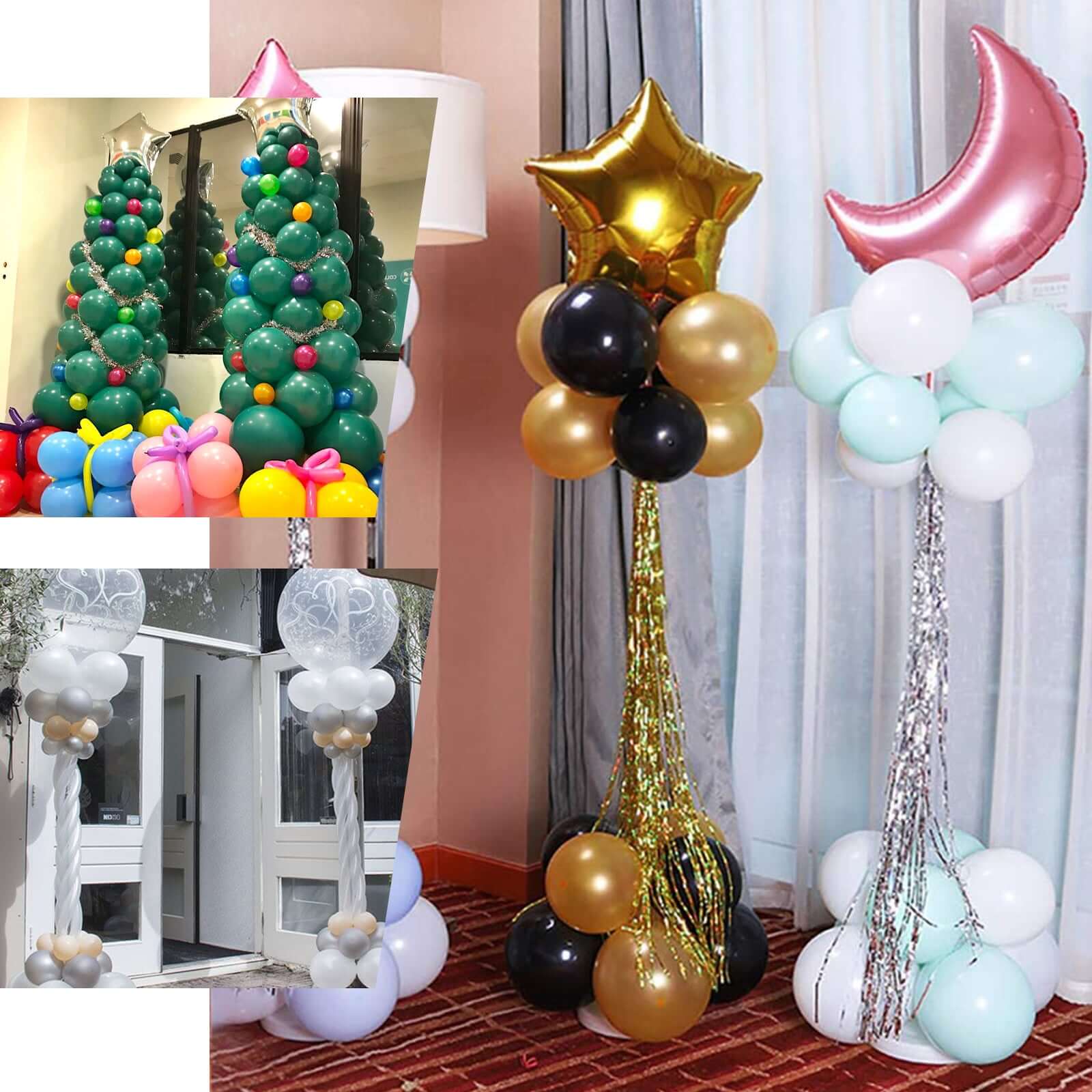 2 Pack White Balloon Column Stand Kit, Balloon Towers - 5ft