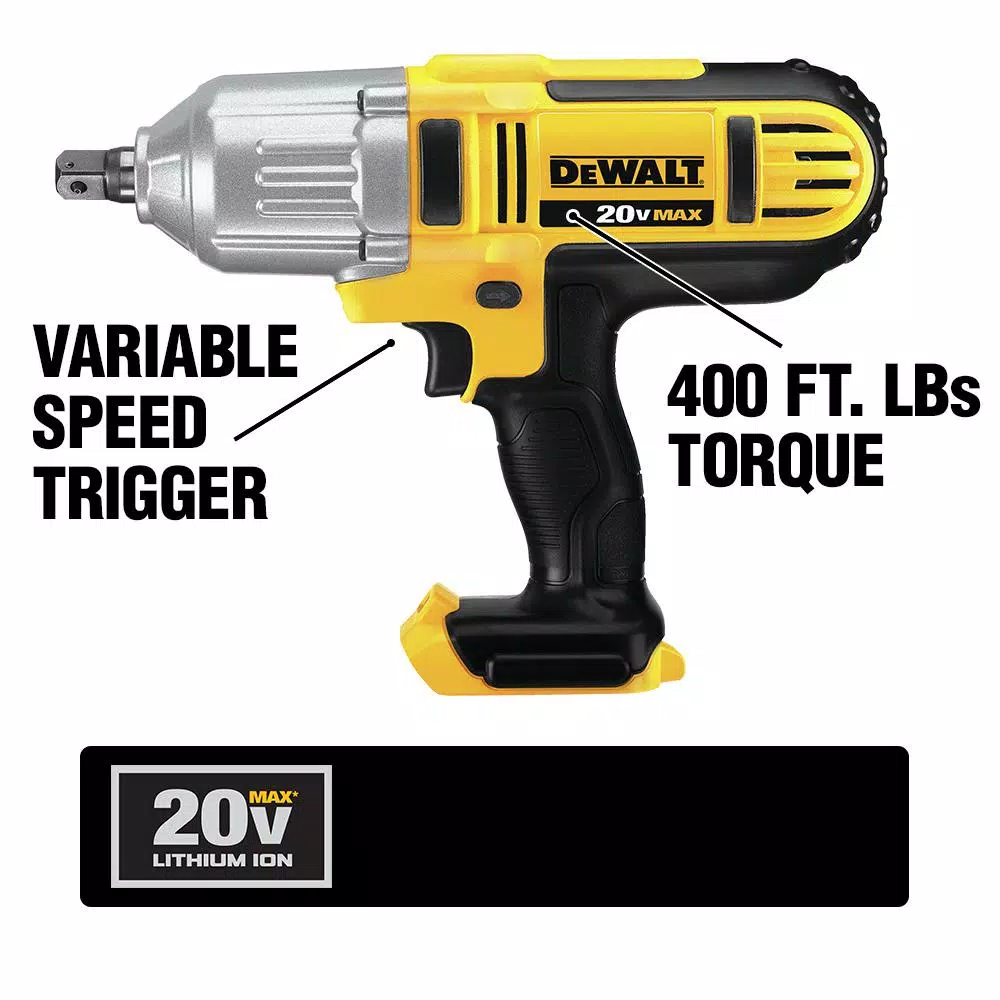 DEWALT 20-Volt MAX Cordless 1/2 in. High Torque Impact Wrench with Hog Ring and (2) 20-Volt 4.0Ah Batteries and#8211; XDC Depot