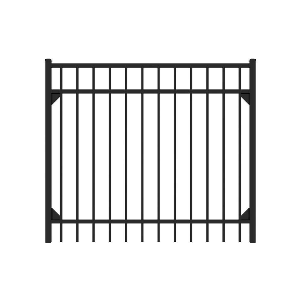 FORTRESS Athens 5 ft. W x 4 ft. H Gloss Black Aluminum Metal Flat Top Design Fence Walk Gate 413480541M