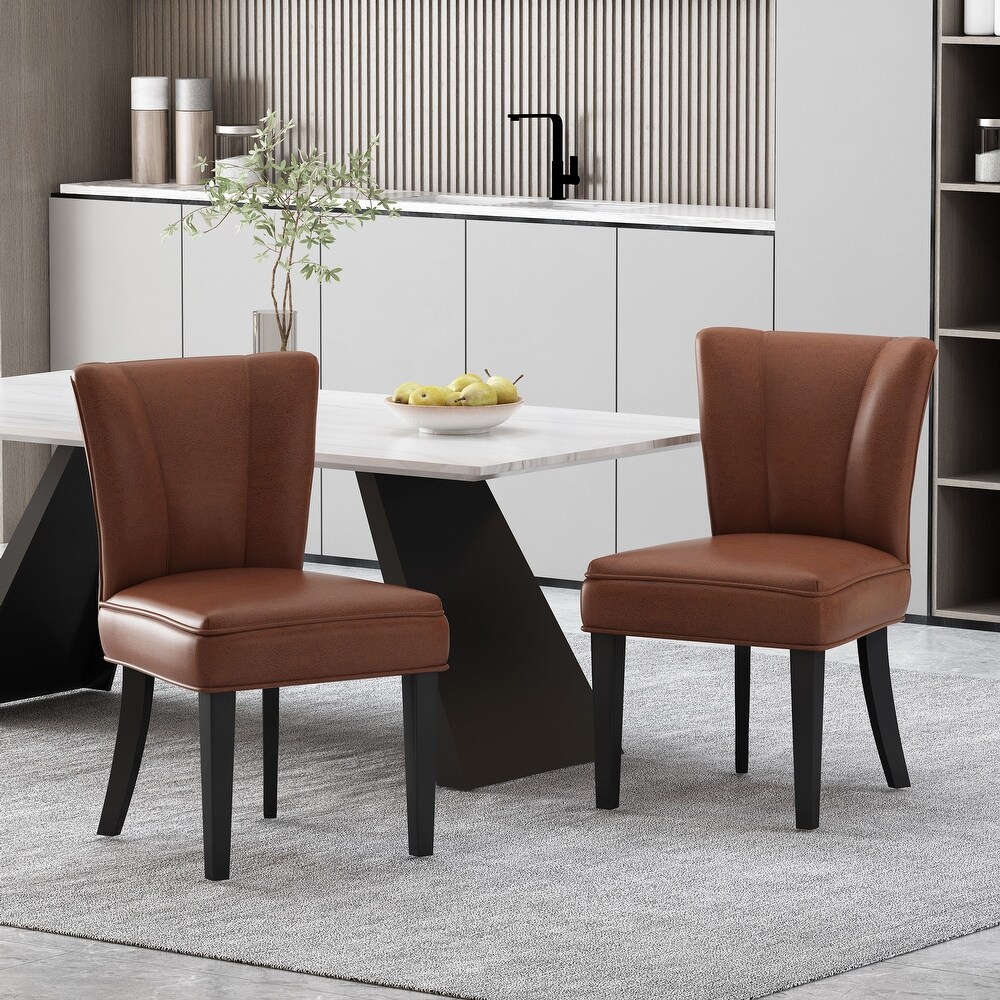 Eastdale Faux Leather Upholstered Dining Chairs by Christopher Knight Home   N/A