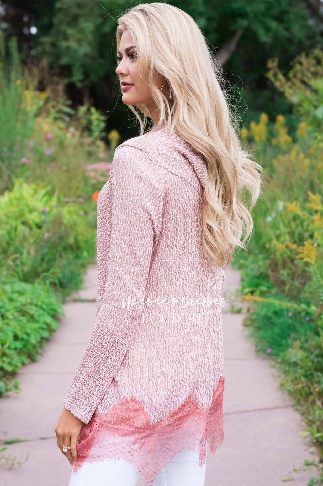 Lessons In Love Lace Trim Sweater