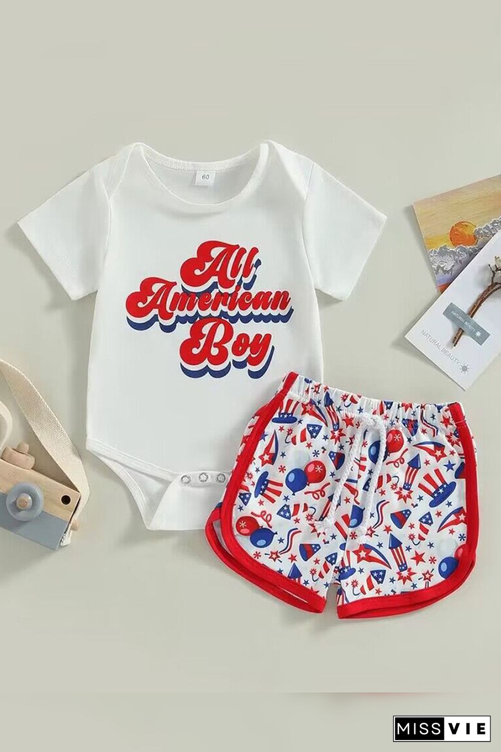 US Flag Romper and Bottom 2PCS Set