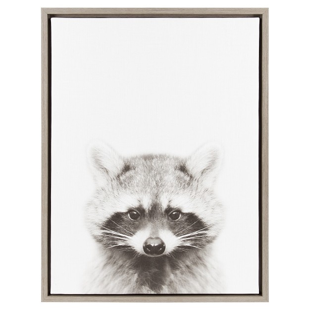 Raccoon Framed Kids x27 Canvas Art Gray 24 quot x18 quot Uniek