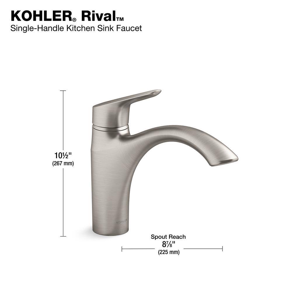 KOHLER Rival Single-Handle Standard Kitchen Sink Faucet in Matte Black 30470-BL