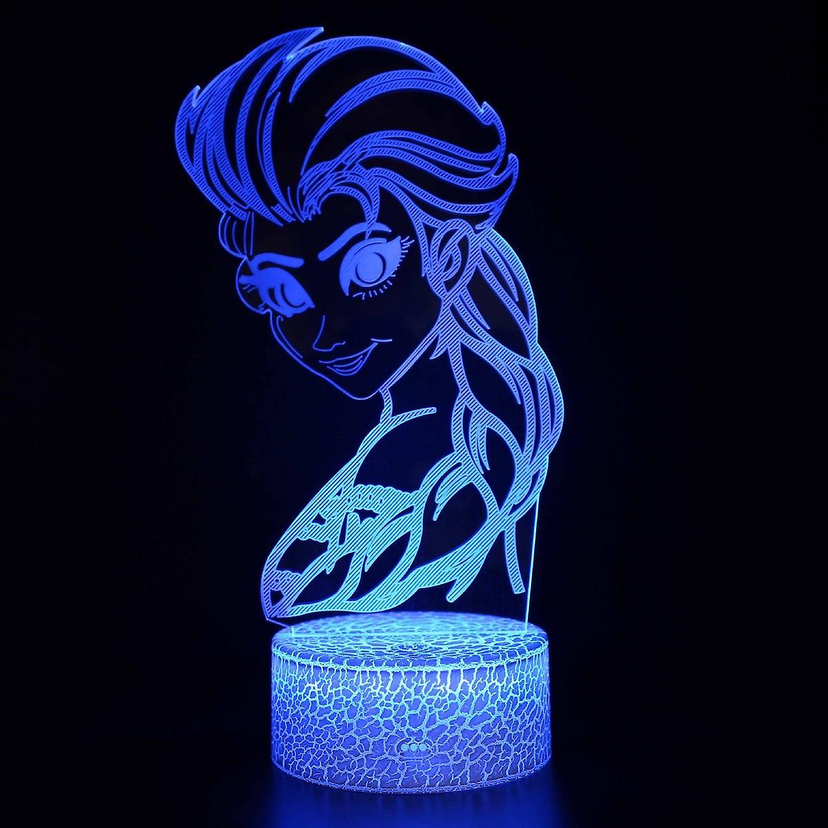 Princess Elsa Illusion Lamp 3d Night Light With 16 Color Change Remote Control，room Dcor