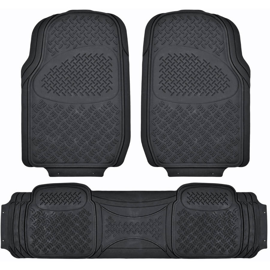 BDK Super Duty Rubber Floor Mats for Car SUV and Van 3 Rows with Cargo Mat， All Weather， Heavy Duty， 3 Colors