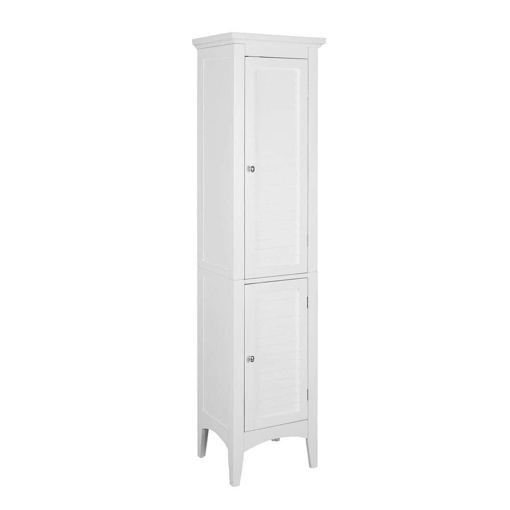 Teamson Home Simon 15 in W x 63 in H x 1314 in D Bathroom Linen Storage Floor Cabinet with 2Shutter Doors in White