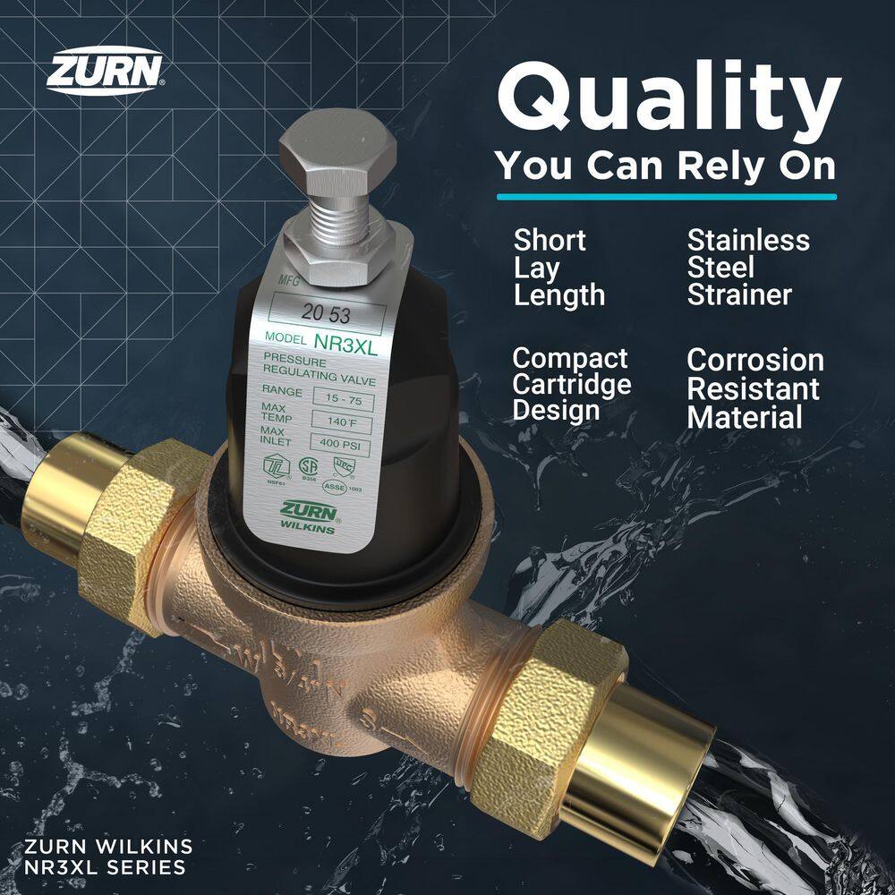 Zurn 2 in. NR3XL Pressure Reducing Valve Single Union Female x Female NPT Connection Lead Free 2-NR3XL