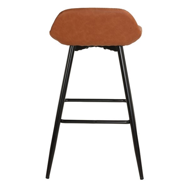 Cortesi Home Rain Counterstools with Faux Leather， Black Base (Set of 2)