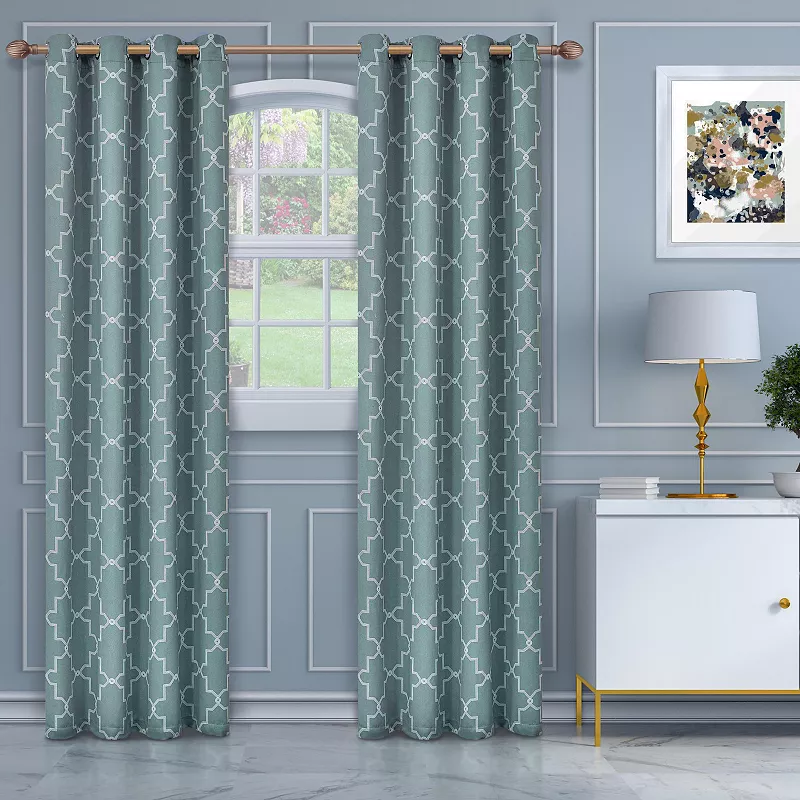 Superior Imperial Trellis Thermal Insulated Pair of 2 Blackout Window Curtain Panels