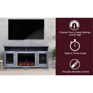 Cambridge Savona 59 in. Electric Fireplace with Enhanced Log Display Multi-Color Flames and Remote in Blue CAM6022-1SBLLG3