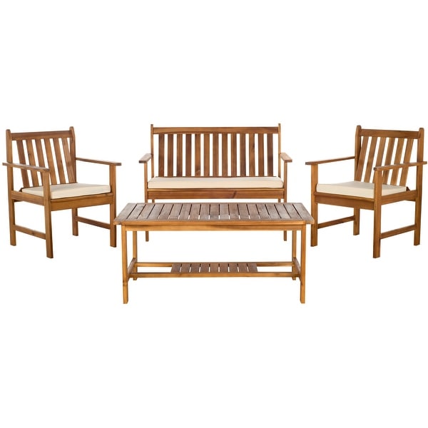 SAFAVIEH Outdoor Living Burbank Brown Acacia Wood 4piece Furniture Set