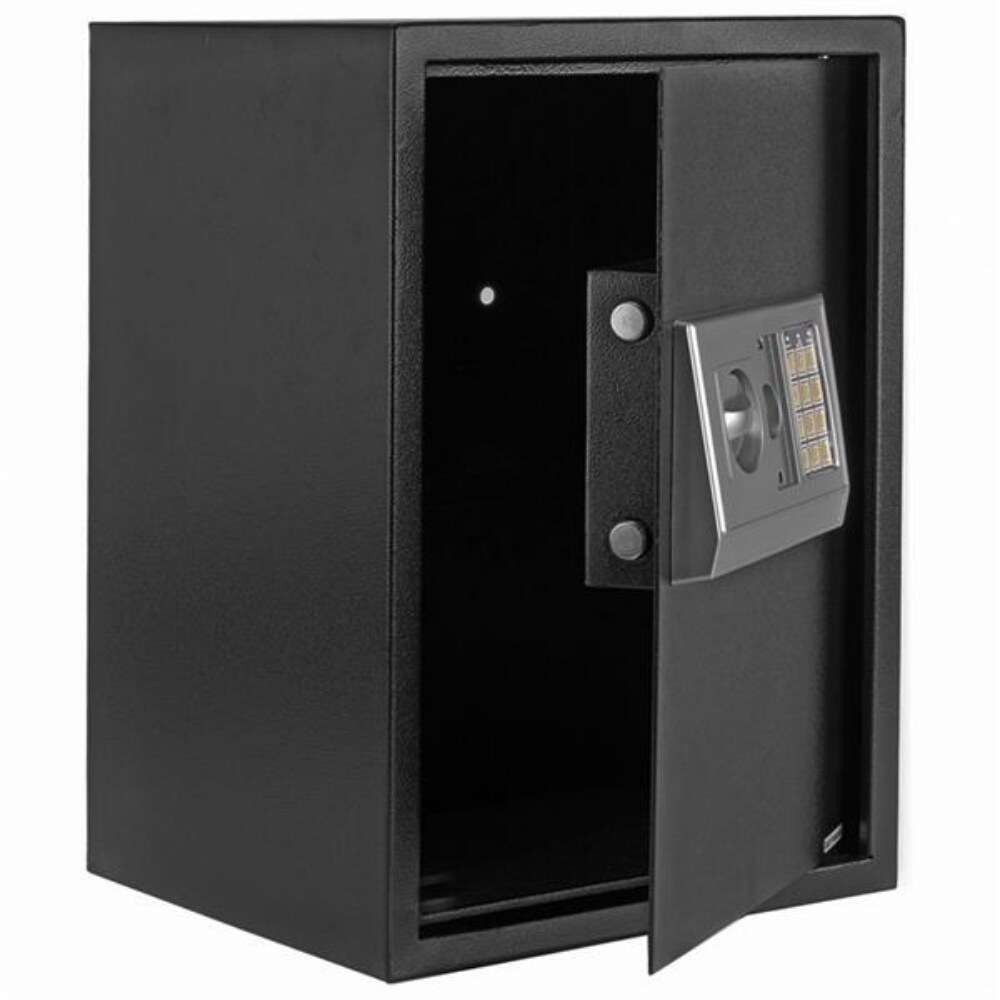 E50EA Home Business Security Keypad Lock Electronic Digital Steel Safe Black Box   Silver Grey