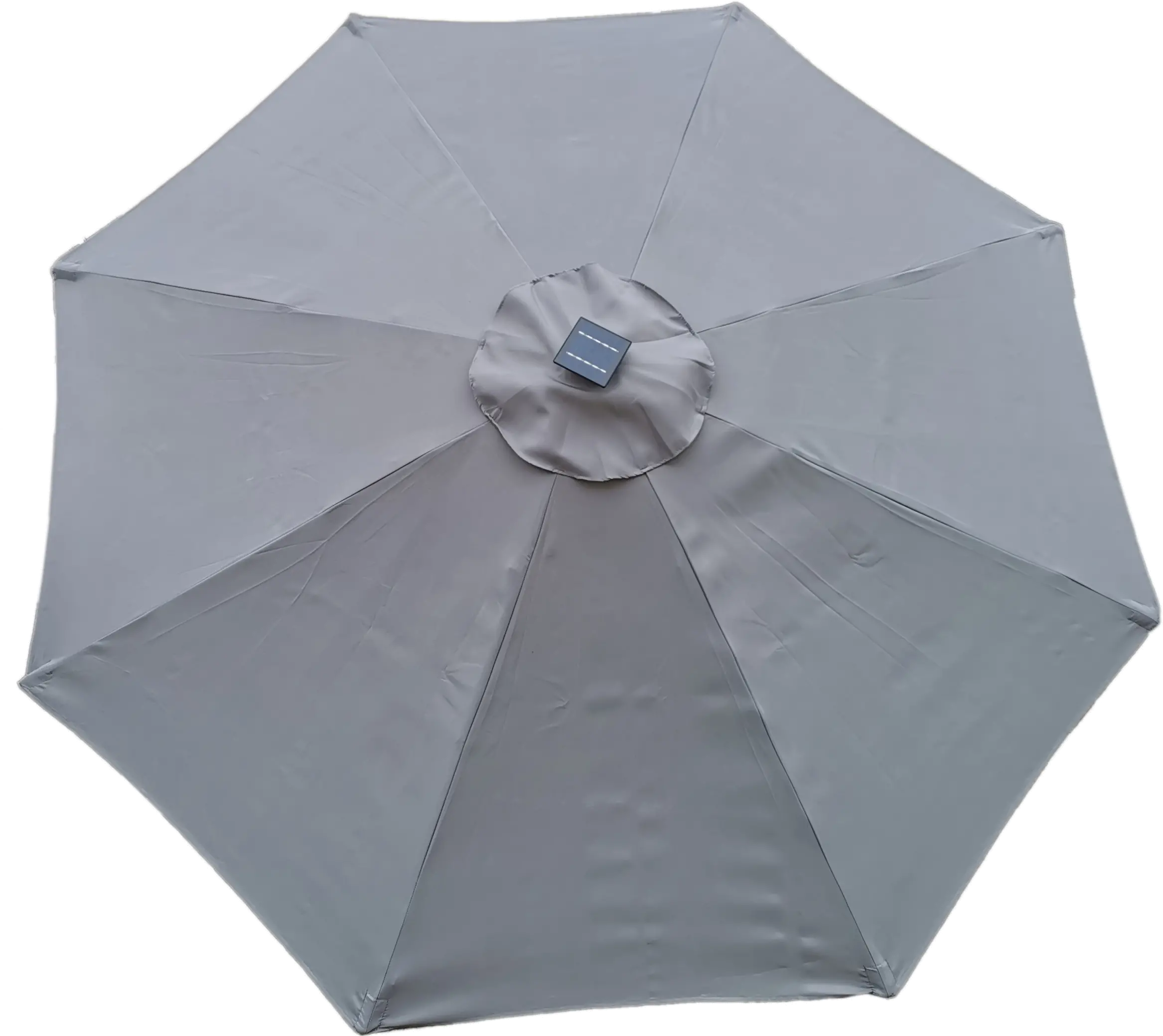 Gray Solar LED Lined 9ft Patio Umbrella